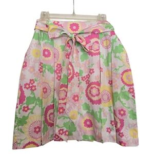 NWT Lilly Pulitzer Floral A-Line Elissa Sateen Skirt Pink, Green, and Yellow